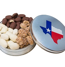 PECAN FAVORITE GIFT TIN, TEXAS,  ALL SIZES
